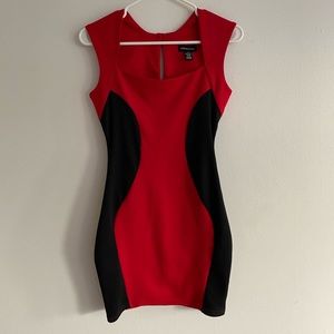 Sexy and flattering red and and black dress, small.